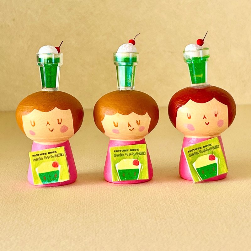 Creative mini kokeshi cream soda-chan - Stuffed Dolls & Figurines - Wood Pink