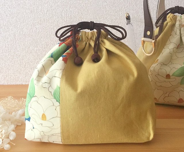 Drawstring Bag, Kimono and linen - Silk - for Clear Tote Bag
