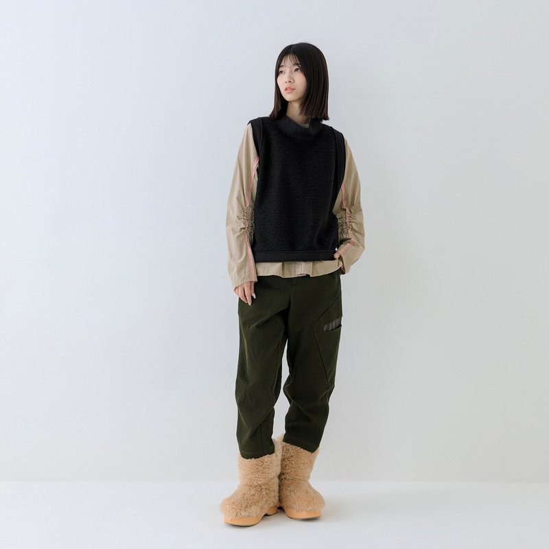 ウール調の暖かな質感のベスト - ベスト - その他の素材 ブラック