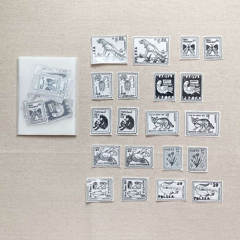 World Stamp Collection A. Hand-cut comprehensive sticker pack (ultra-thin stickers + transfer stickers) - สติกเกอร์ - วัสดุอื่นๆ ขาว