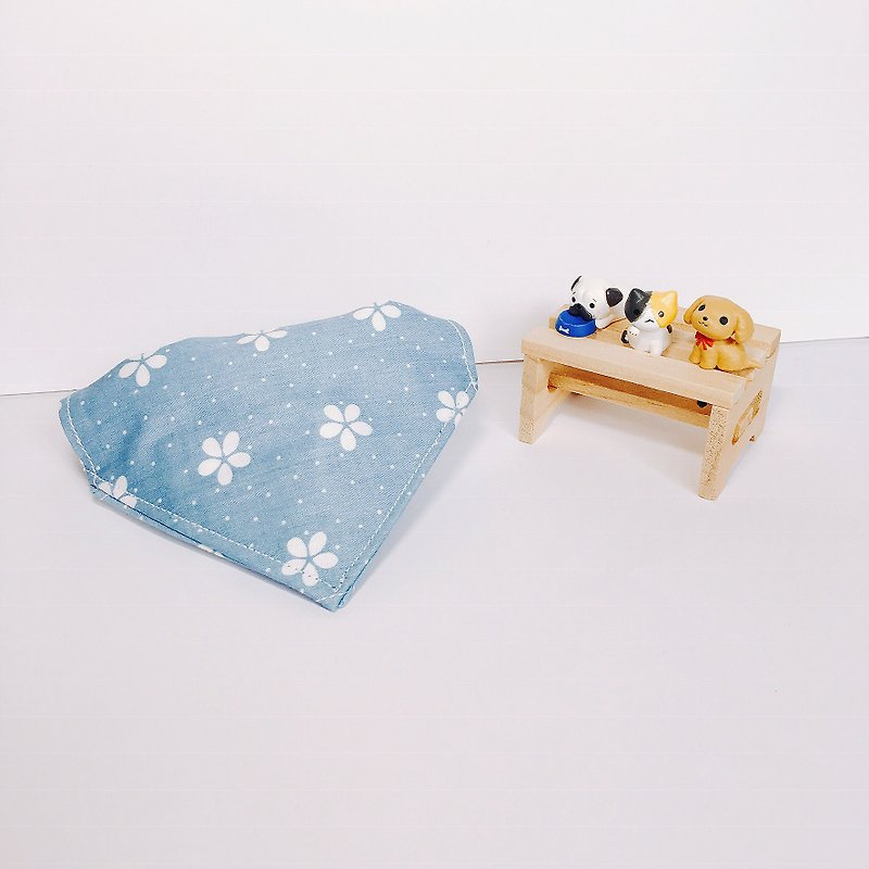 MaoFenBiBi Flower Series Scarf - Blue Bottom - Handmade Collar & Handmade Collar - Collars & Leashes - Cotton & Hemp 