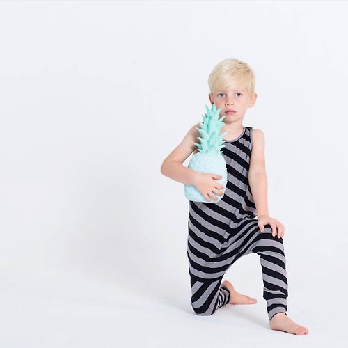 lovelybaby北歐有機棉童裝 Moi Kids 冰島有機棉童裝連身衣褲 2歲至8歲黑白條紋