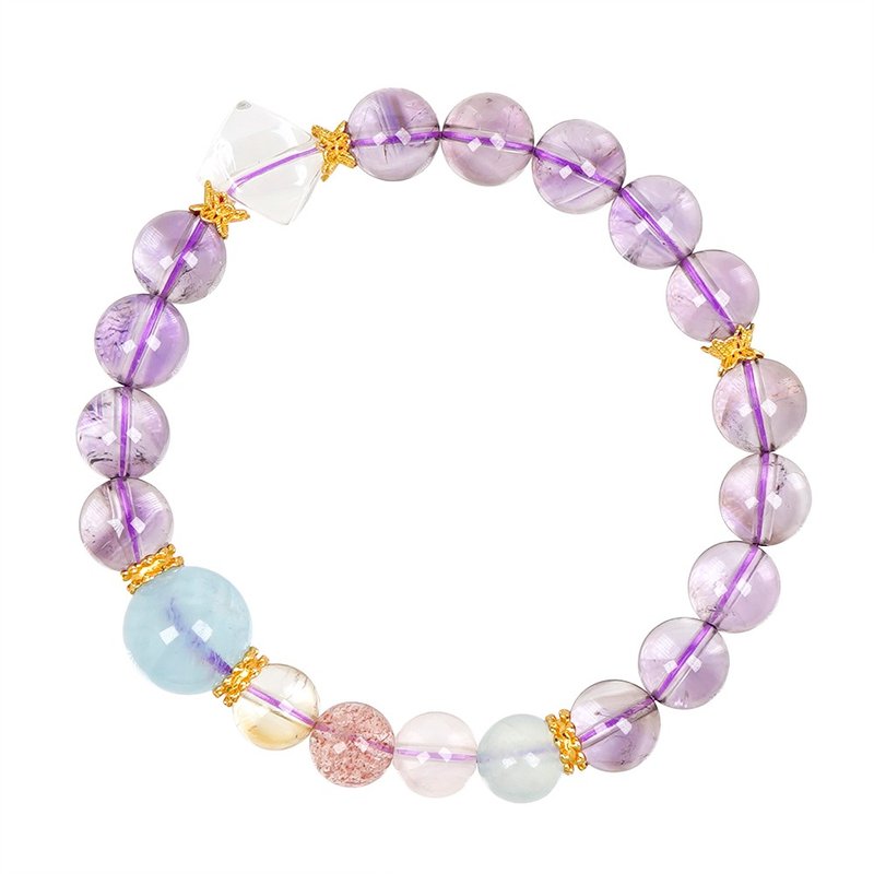 【正佳珠寶】彩虹能量礦石 白水晶 紫水晶 黃水晶 海藍寶 草莓晶 - 手鍊/手環 - 半寶石 多色