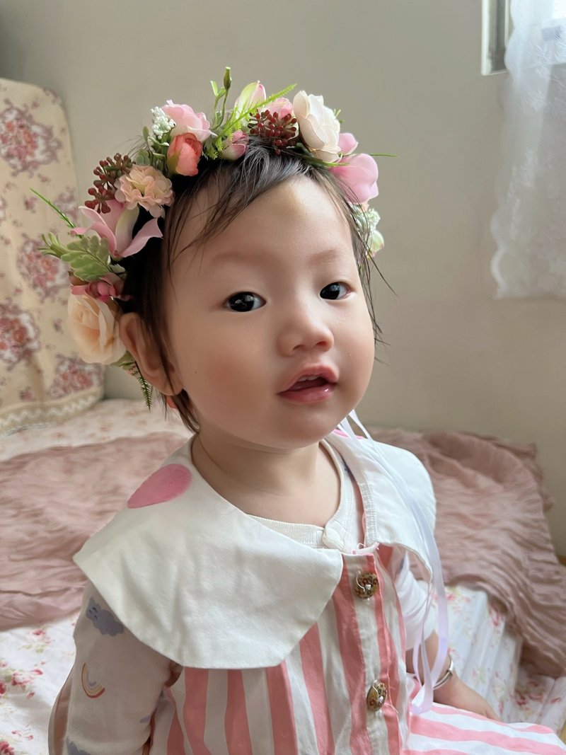 【畢業禮物】flower-of-life 花語旅程 擬真花頭環 畢業拍照 - 乾燥花/永生花 - 植物．花 粉紅色