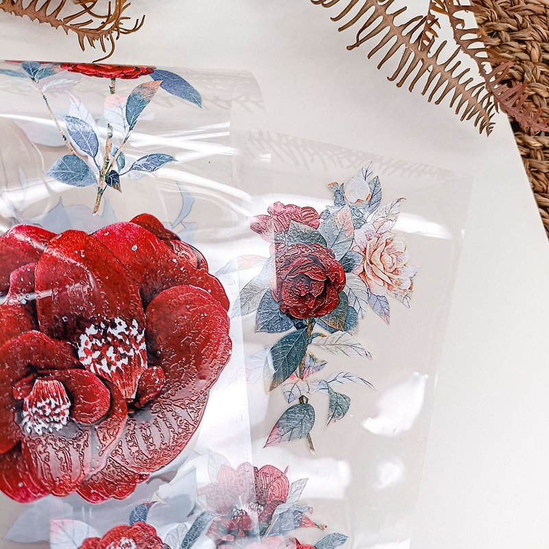 NO.103 / 茶花Camellia japonica / 裝飾膠帶 - 紙膠帶 - 塑膠 多色
