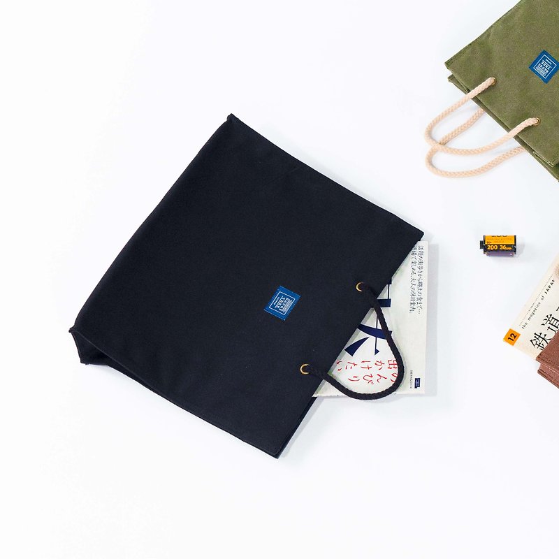 Spot canvas bag like paper bag_ black (M) - Handbags & Totes - Cotton & Hemp Black