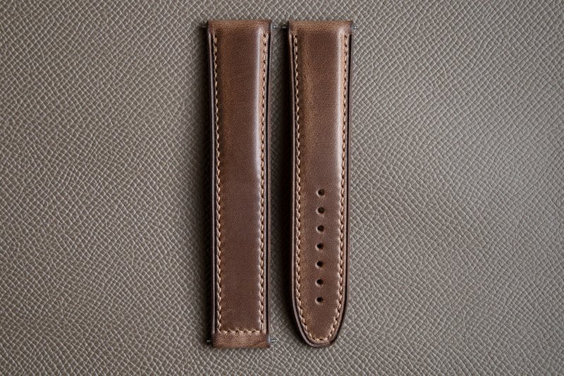 Horween Natural color Chromexcel leather watch strap for Omega deployment clasp - 錶帶 - 真皮 咖啡色