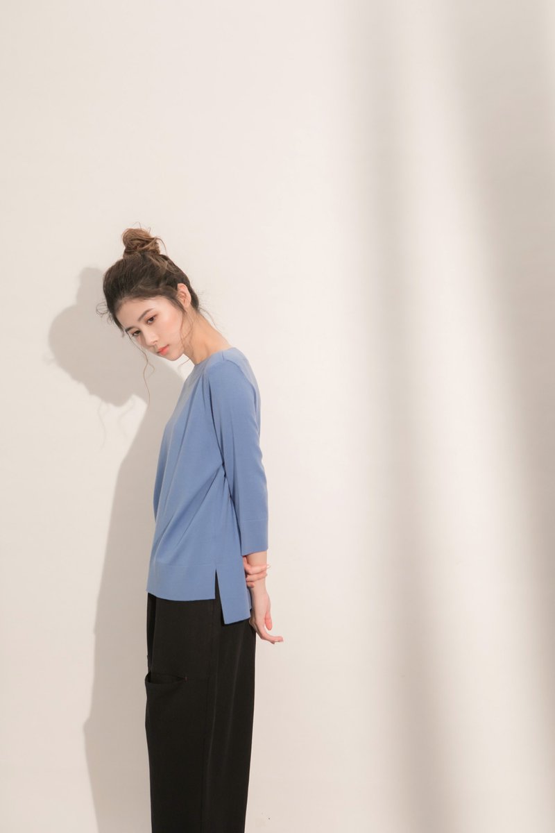 赫本小姐船型領針織上衣 - 女上衣/長袖上衣 - 其他人造纖維 粉紅色
