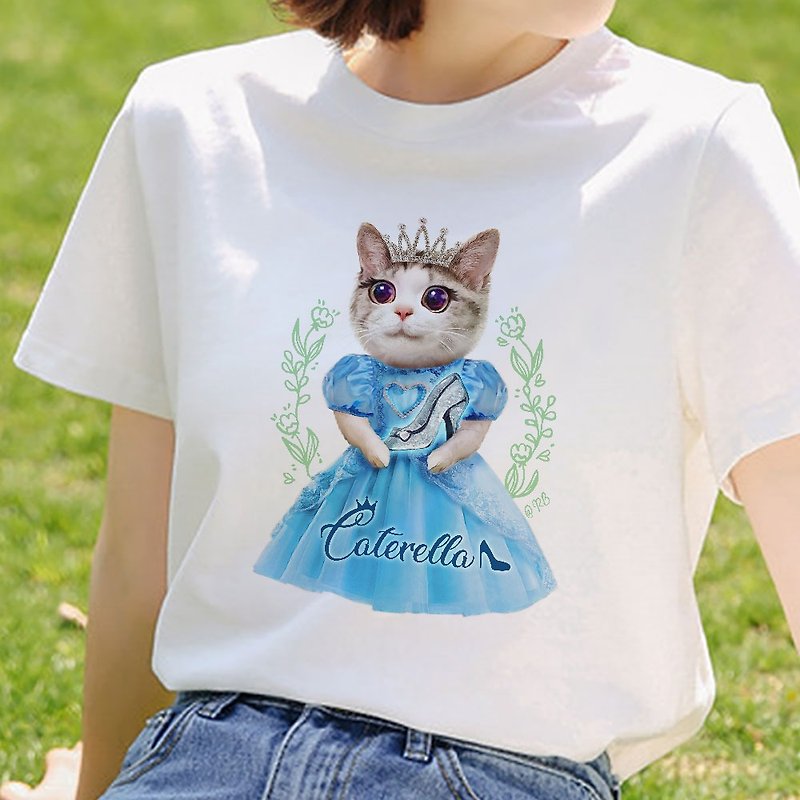 Cat Princess Caterella Short Sleeve Cotton T-Shirt - White - Women's T-Shirts - Cotton & Hemp White
