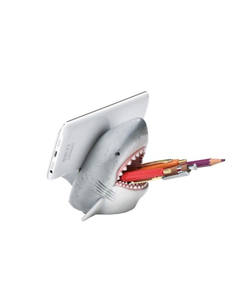 Japan Magnets Marine Life Pen Holder/Small Phone Holder/Mobile Phone Holder (Shark) - Phone Stands & Dust Plugs - Resin Gray