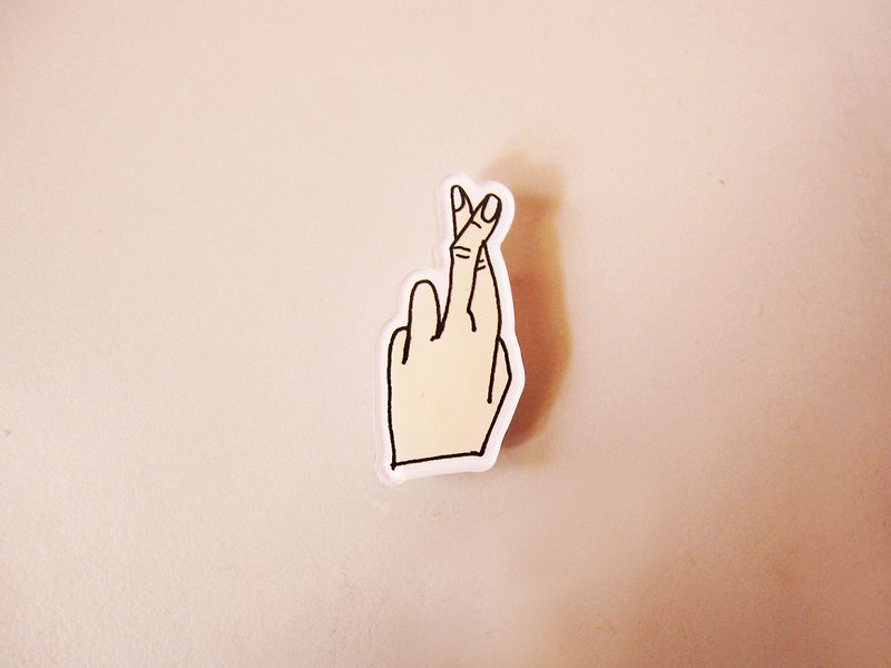 Finger pumping and accumulating Acrylic pin 5 - Brooches - Acrylic Pink