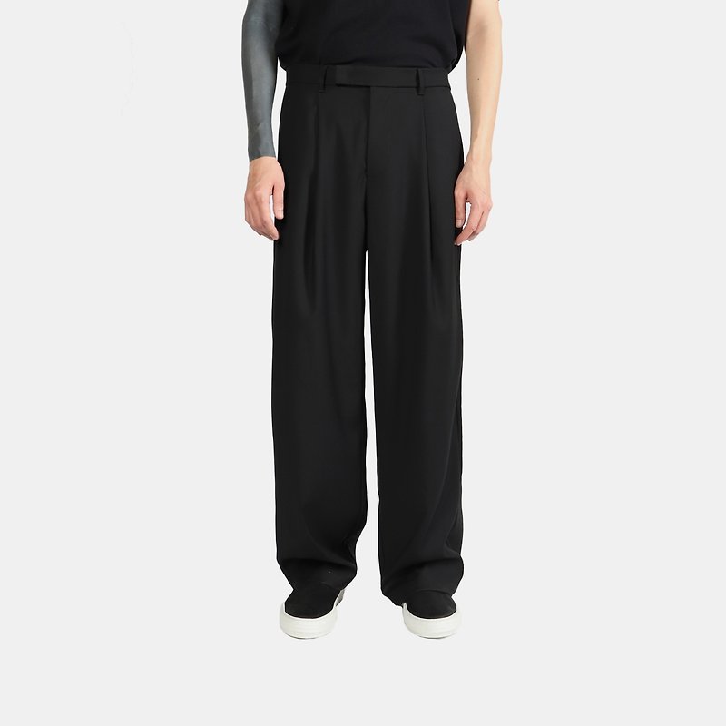 Straight wide pants - Men's Pants - Polyester Black