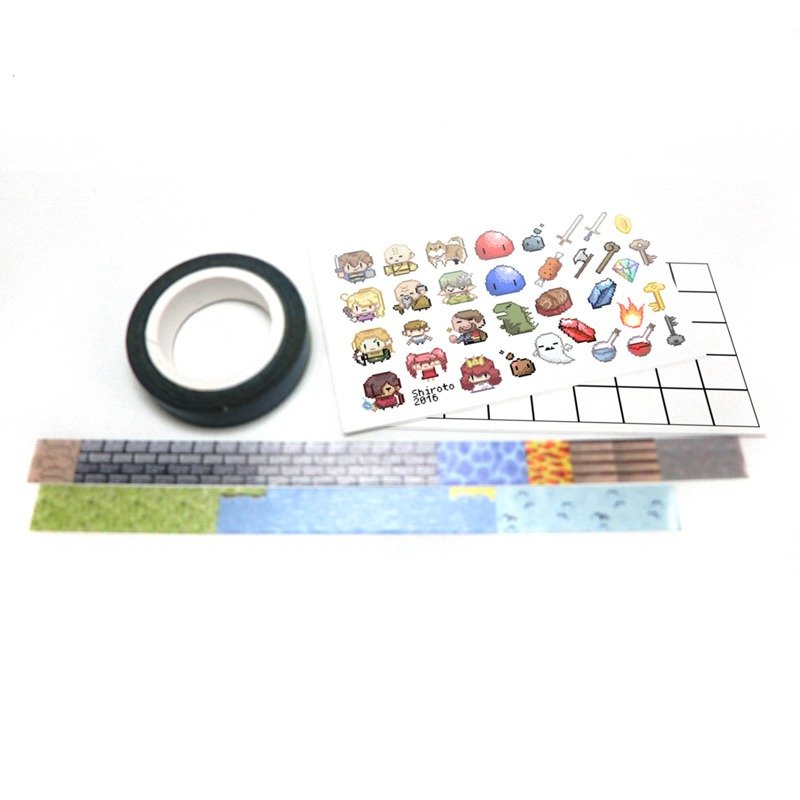 pixel fantasy-點陣風RPG製作-補充包 - 紙膠帶/和紙/PET - 紙 多色