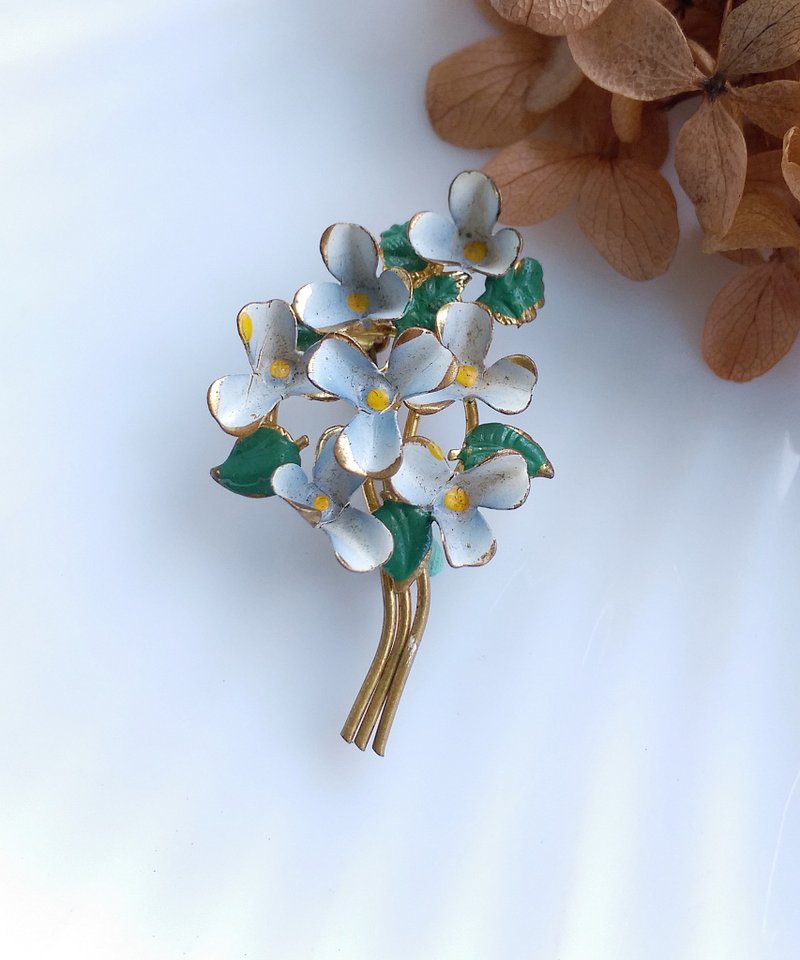 Vintage Jewelry 西洋古董飾品 立體 琺瑯花 花束 小花兒 別針 - 徽章/別針 - 其他金屬 金色