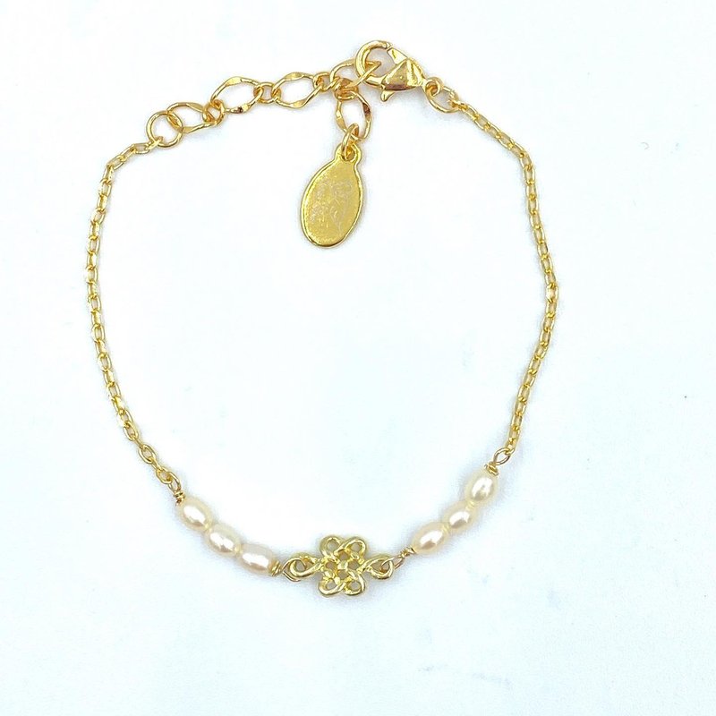 Gold woven beads_bracelet - สร้อยข้อมือ - โลหะ สีทอง