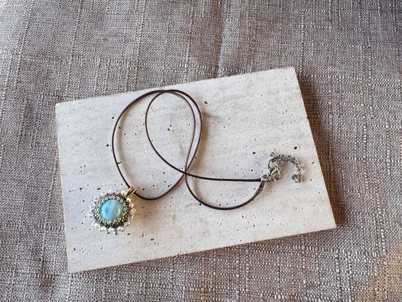 230509 Sea Stone Beaded Necklace - Necklaces - Semi-Precious Stones Blue