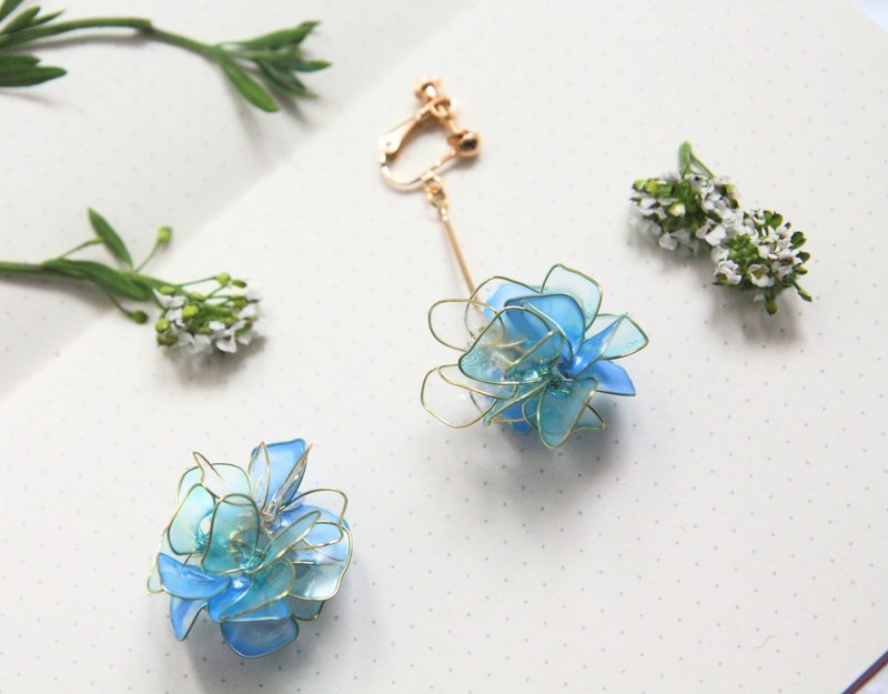 summer  handmade craft ,draped earrings ,Resin earrings - ต่างหู - เรซิน สีเขียว