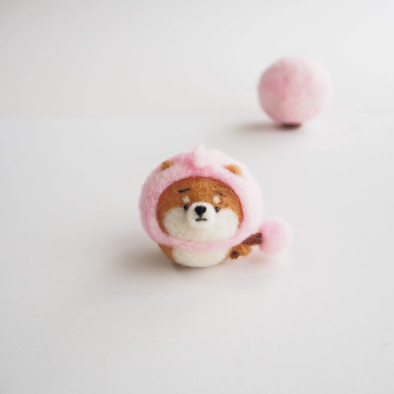 春天的櫻花樹真由柴犬（紅柴、黑柴、白柴）羊毛氈 - 擺飾/家飾品 - 羊毛 粉紅色