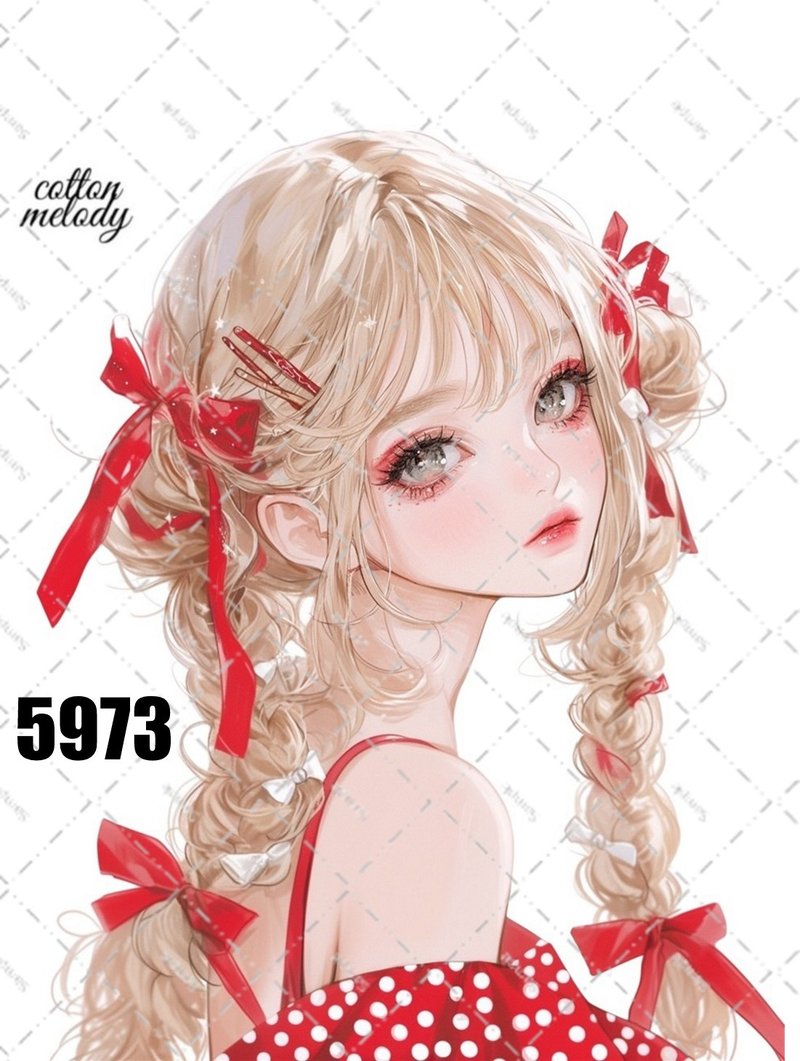 original sticker no.5973 人物ステッカー オリジナルステッカー 人物ステッカー 女の子ステッカー オリジナル人物ステッカー - 貼紙 - 紙 