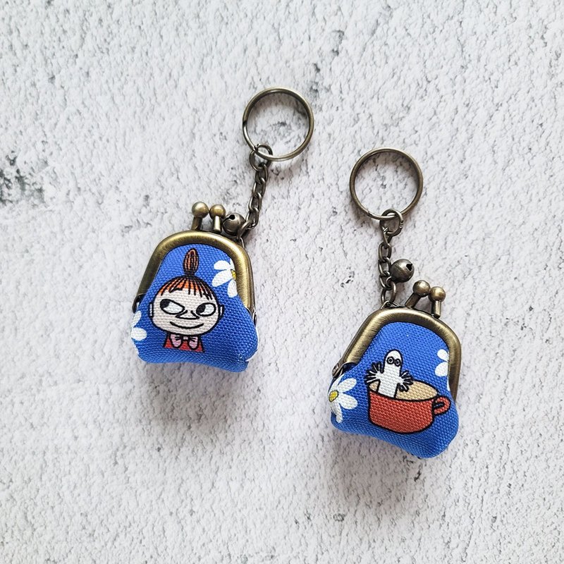 【Pinkoi x Moomin】Little My and Hattifatteners Mini Frame Bag - Blue - Keychains - Cotton & Hemp Blue