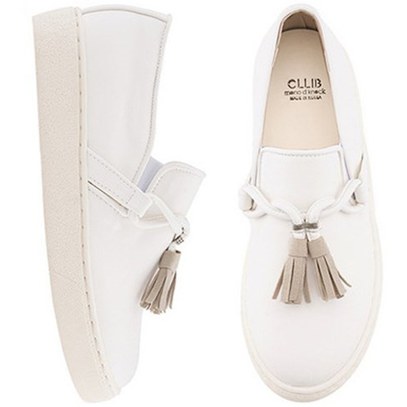SPUR - CLLIB Zenn Twisted String Tassel Plimsolls MS4382 WHITE - Women's Casual Shoes - Faux Leather 