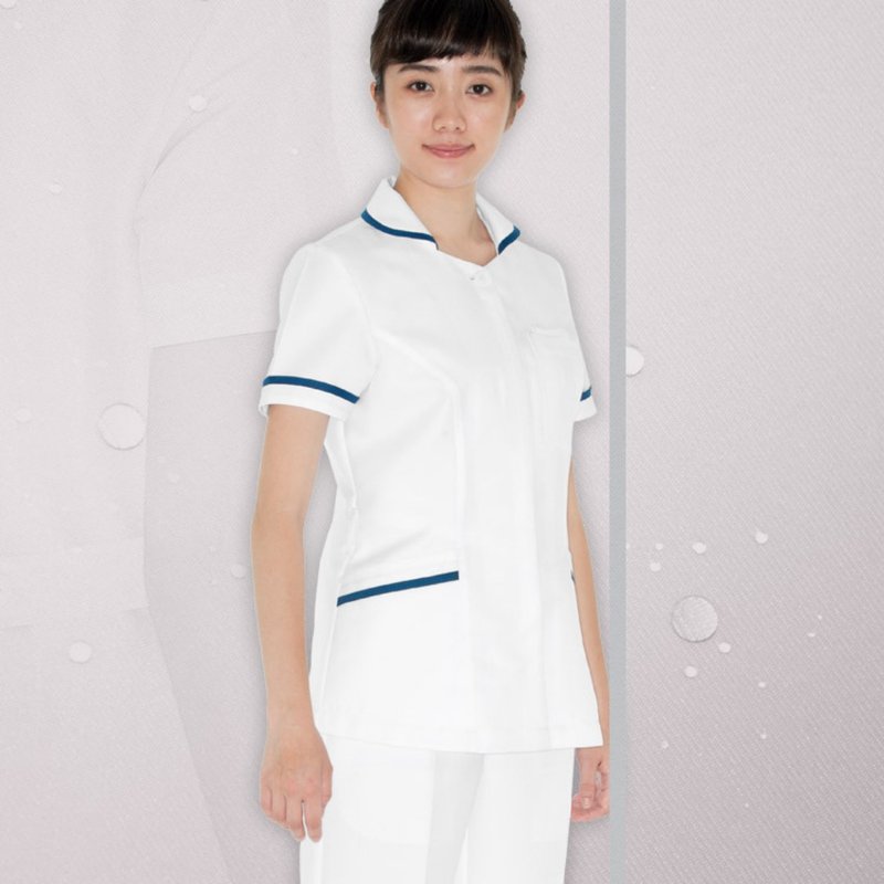 多色拉鏈納米抗菌護士護理員短袖上衣醫美診所制服NW6210 - 女上衣/長袖上衣 - 聚酯纖維 多色