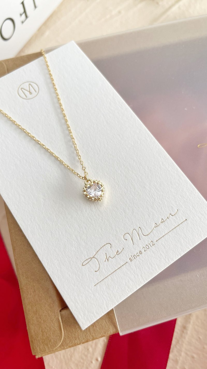 【18K gold injection】Heart Zircon Necklace - Pandora's Heart #Light Jewelry - สร้อยคอ - โลหะ สีทอง