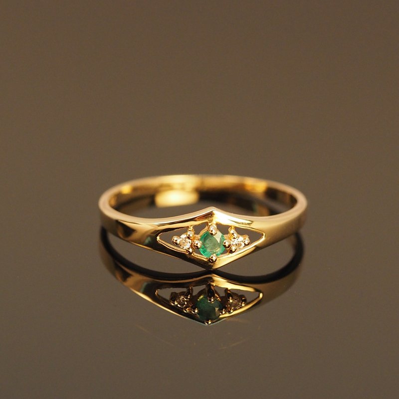 The Emerald Eye Diamond Ring - General Rings - Precious Metals 