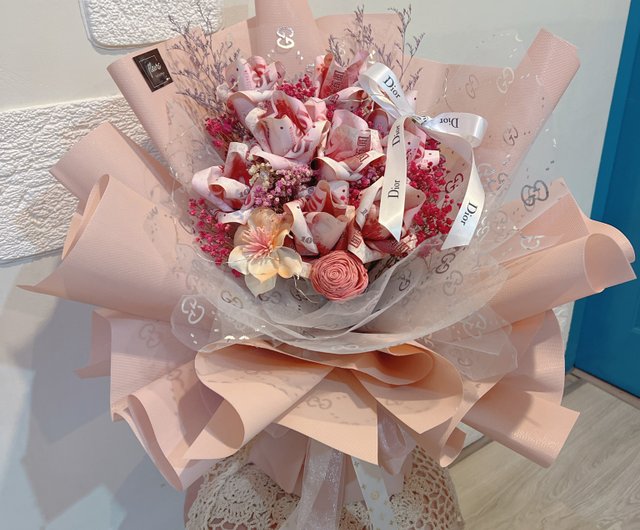 Wealthy banknotes bouquet (real banknotes remitted separately) Wealthy  flowers real banknotes gift birthday gift - Shop flowflow1314 Dried Flowers  & Bouquets - Pinkoi