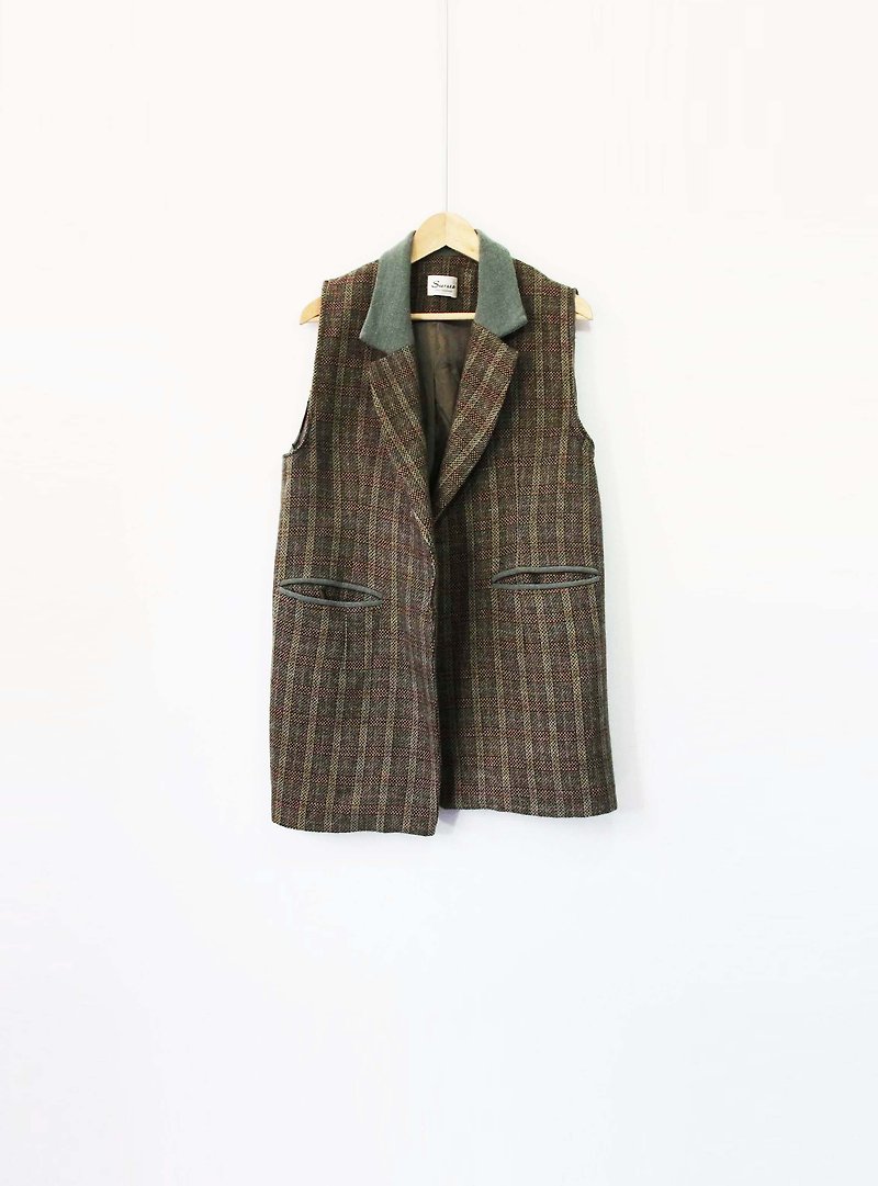 Wahr_ Plaid wool suit vest - เสื้อกั๊กผู้หญิง - วัสดุอื่นๆ 