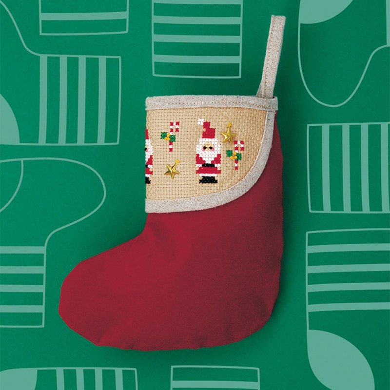 【Santa Stocking】Cross Stitch Kit | Xiu Crafts - Knitting, Embroidery, Felted Wool & Sewing - Thread Multicolor