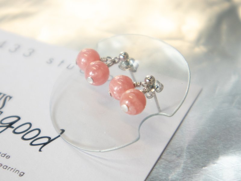 925 sterling silver happy twin fruit. Stone 6mm. dangling earrings - ต่างหู - เครื่องเพชรพลอย สึชมพู