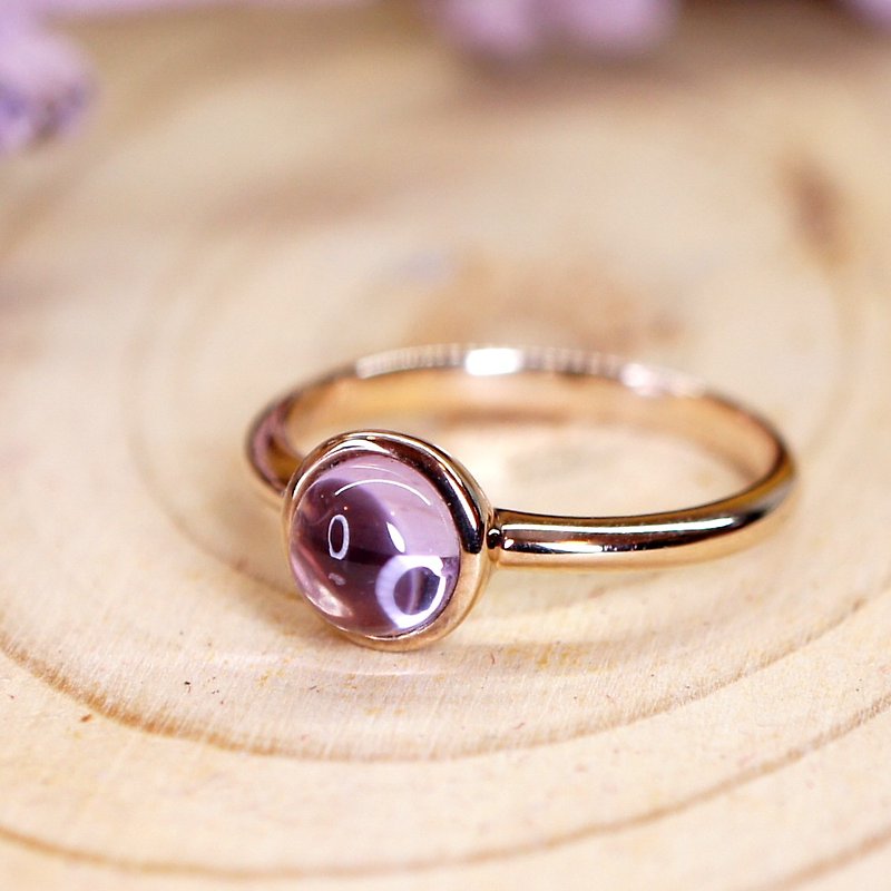 DOTDOT - Round Cabochon Amethyst 18K Rose Gold Plated Silver Ring - General Rings - Gemstone Purple