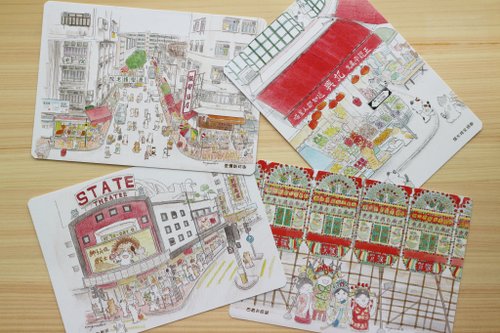 鴛鴦茶餐廳 貓咪香港明信片 Set C -4張