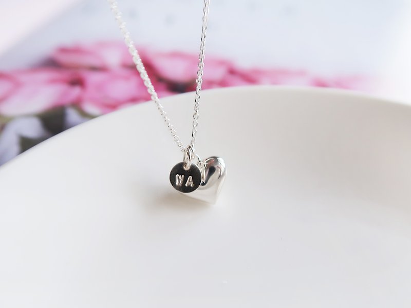 925 sterling silver love heart customized engraving necklace clavicle chain long chain free gift packaging - สร้อยคอ - เงินแท้ 