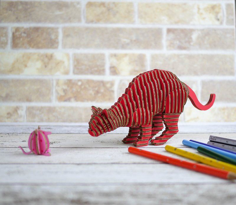 THANK CAT/3D Craft Gift/DIY/Red - ของวางตกแต่ง - กระดาษ สีแดง
