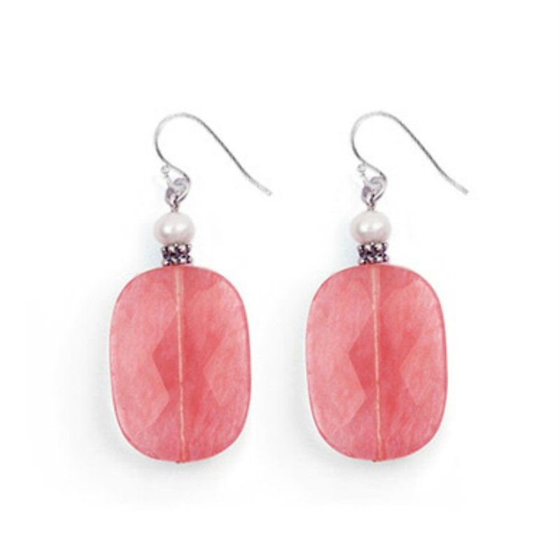 Rose red mist earrings - Earrings & Clip-ons - Gemstone Pink