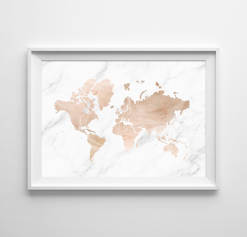 World map pale pink (1) Customizable posters - โปสเตอร์ - กระดาษ 