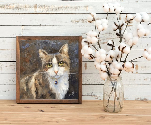 猫の絵オリジナル油絵家の装飾アート - ショップ ArtLolitaRos