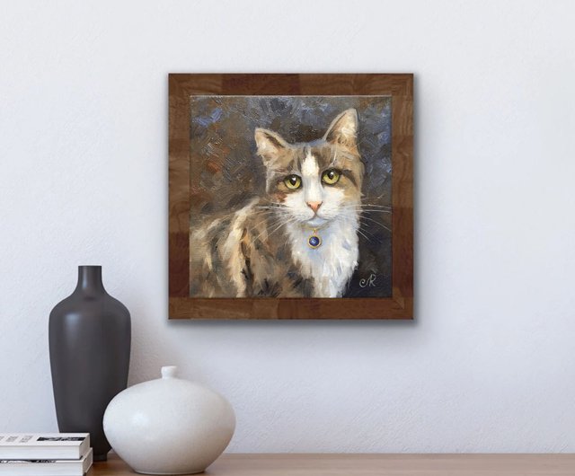 猫の絵　油絵　油彩画　オリジナル　絵画 猫の絵オリジナル油絵家の装飾アート - ショップ ArtLolitaRos