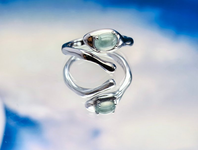 Silver Collection - Icy green jadeite silver ring - แหวนทั่วไป - เครื่องเพชรพลอย 