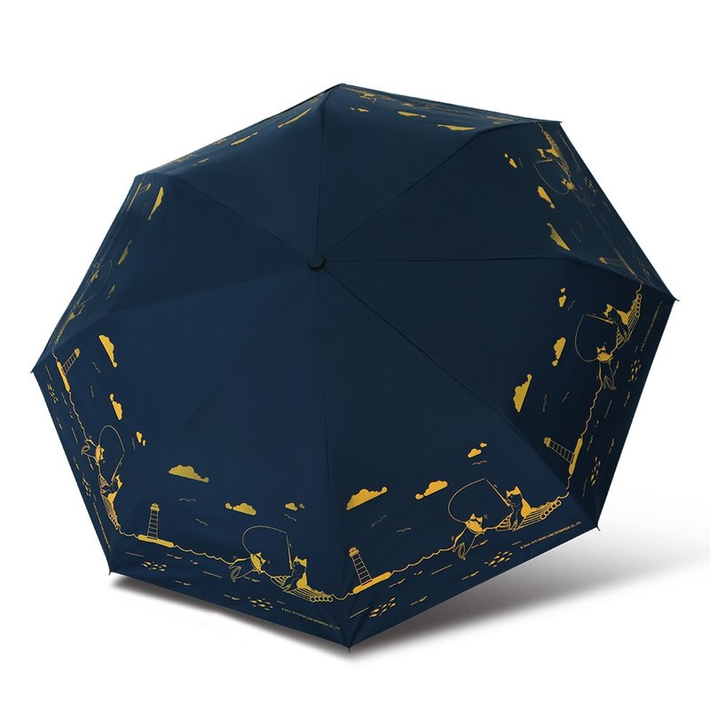 雙龍釣貓貓輕量黑膠自動傘/防曬陽傘折傘防風雨傘(海軍藍) - 雨傘/雨衣 - 防水材質 藍色