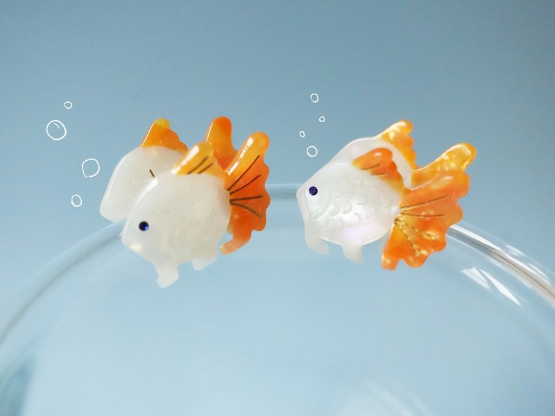 Little goldfish hairpin - เครื่องประดับผม - โลหะ สีส้ม