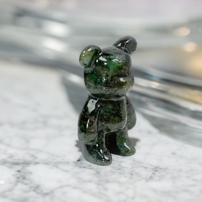 【熊熊玉見你】花青翡翠可愛小熊擺飾 | 天然緬甸玉翡翠A貨|送禮 - 擺飾/家飾品 - 玉石 綠色