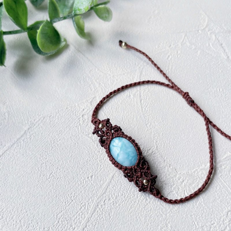 拉利瑪/海紋石編織手環 - 手鍊/手鐲 - 聚酯纖維 咖啡色