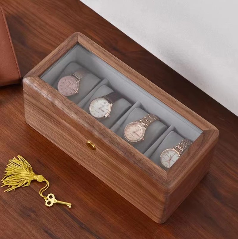 Watch Storage, walnut with glass cover - Storage - Wood 