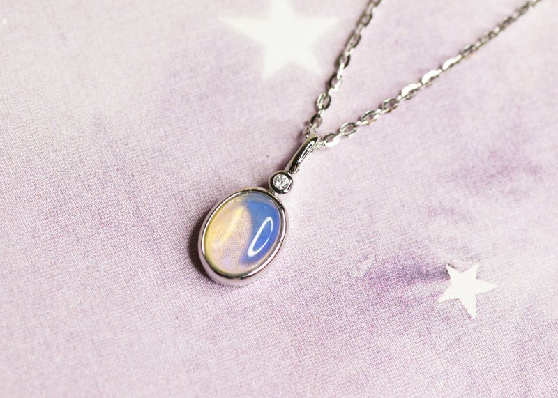 Violet Opal Pendant - 925 Sterling Silver - Stone - สร้อยคอ - เครื่องเพชรพลอย 