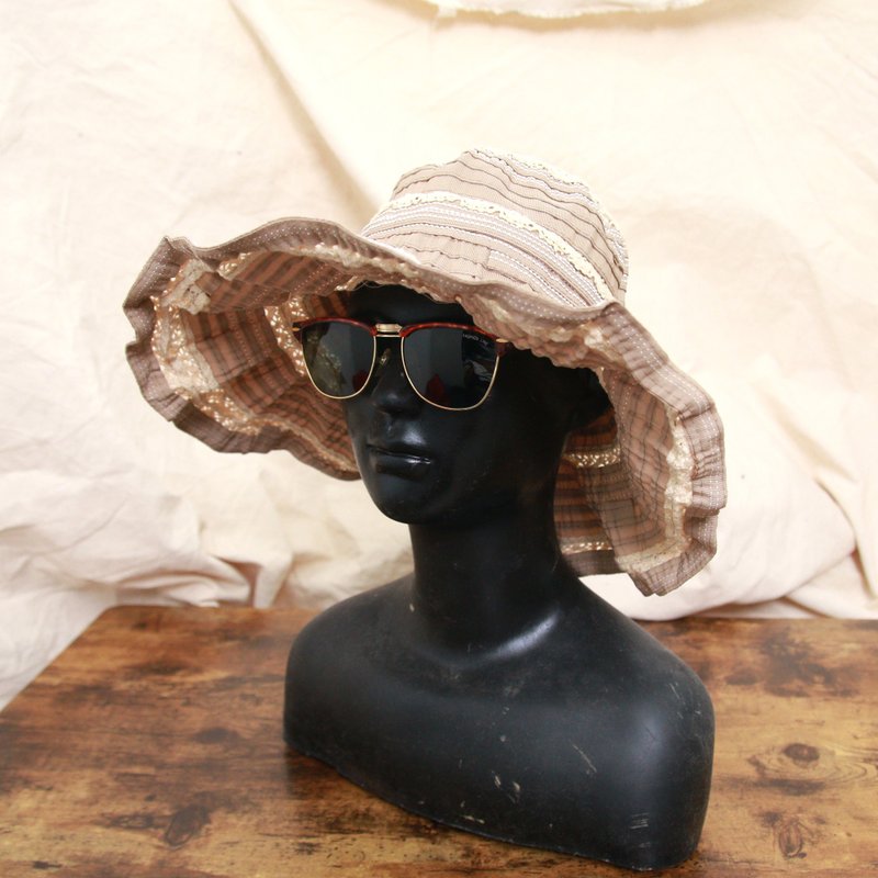 Back to Green::夏季帽款 薄款蕾絲 海攤帽 d-68//vintage hat - 帽子 - 棉．麻 