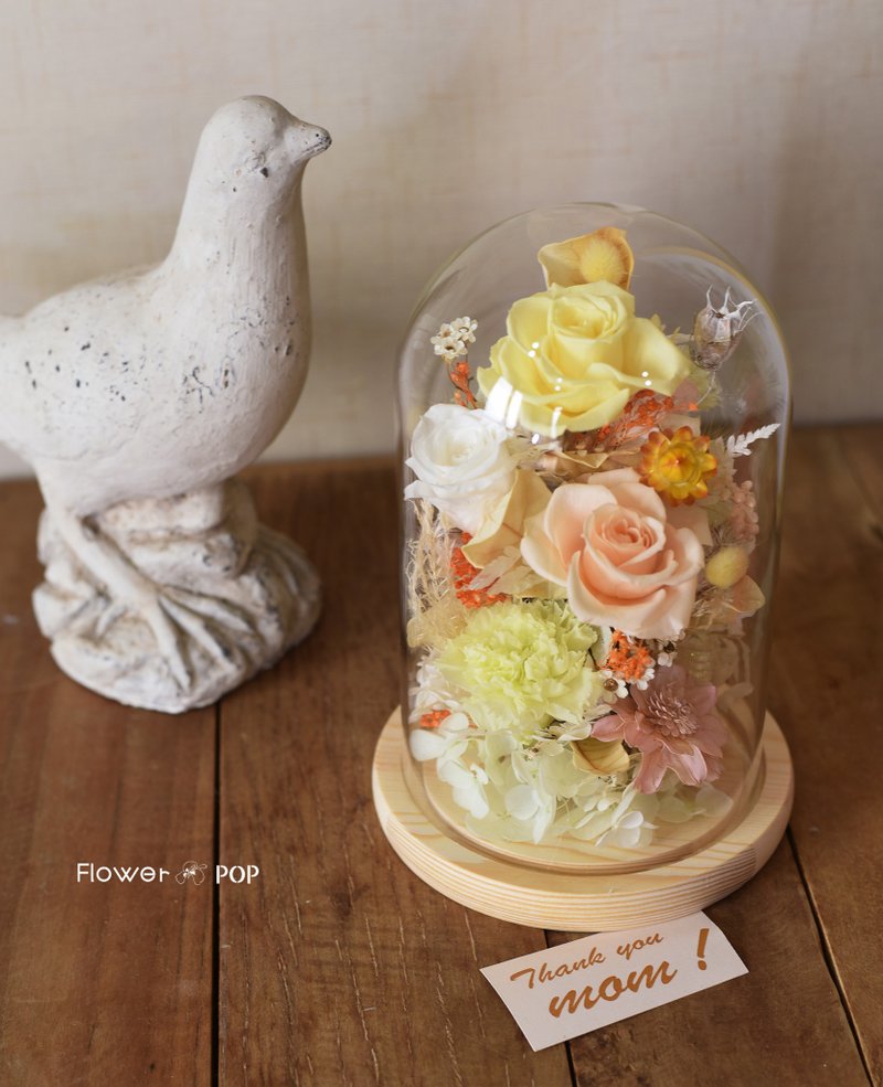 Aurora Medium Size Preserved Flower Glass Clock - เซรามิก - พืช/ดอกไม้ สีทอง