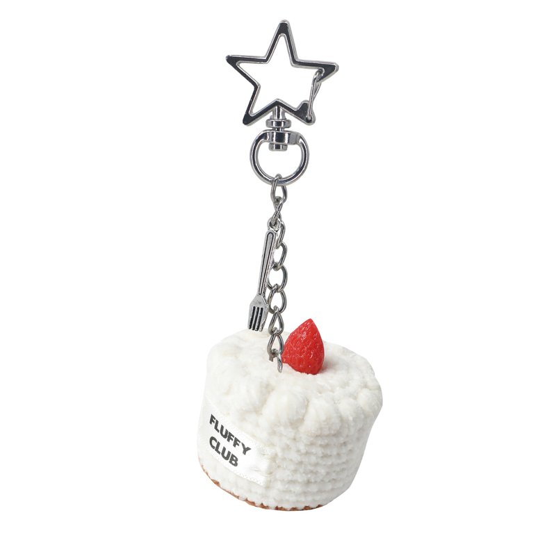 MINI CAKE KEYCHAIN (WHITE CREAM) - 鑰匙圈/鑰匙包 - 繡線 白色